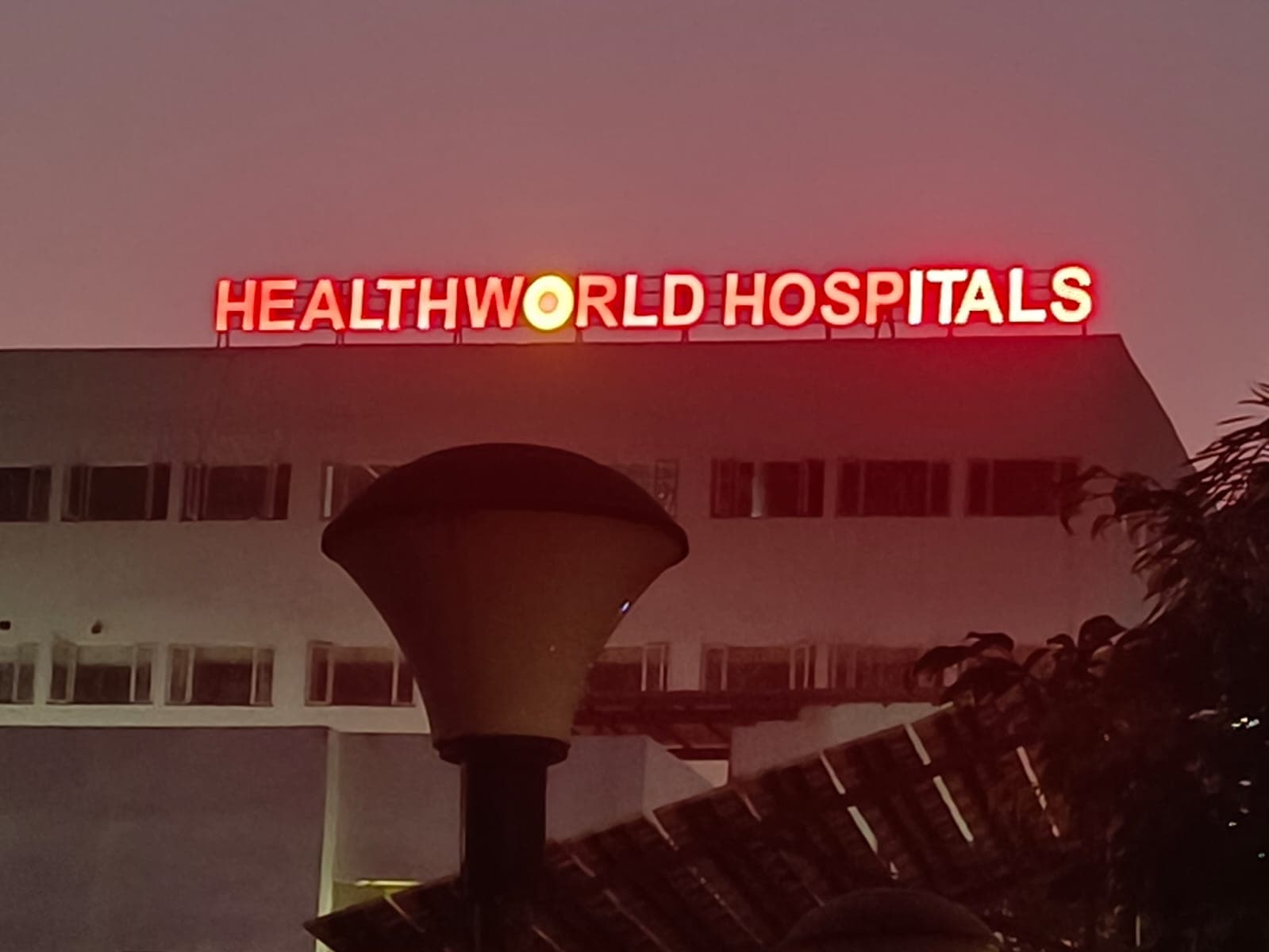 Illuminated LED letters mounted on a commercial building
